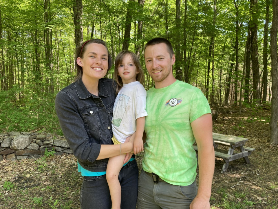 From left, Joeci Gilchrest, 27, Hildegard Gilchrest, 4, and John Gilchrest, 30, of Lunenburg.