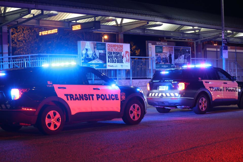 Police investigate after a juvenile female pedestrian was struck by an MBTA Commuter Rail train in Whitman on Tuesday, May 30, 2023.