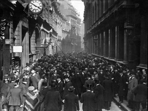 The London stock exchange in 1922 (Getty)