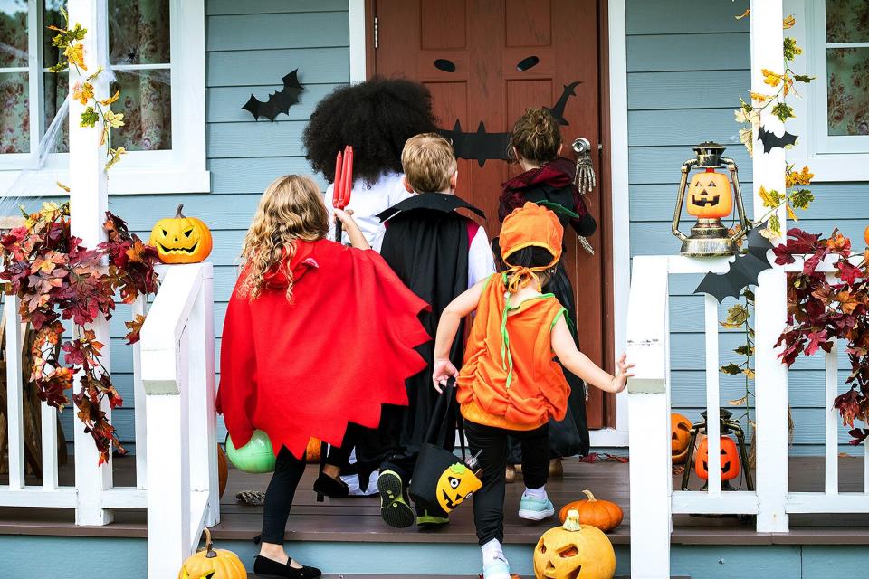 kids trick or treating during Halloween