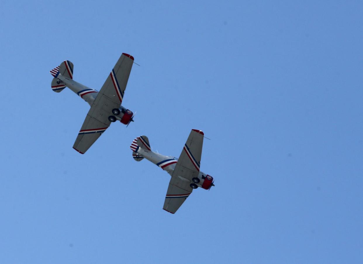 Warbird Thunder planes open the Thunder Over New Hampshire Air Show at Pease Air National Guard Base in Portsmouth Saturday, Sept. 9, 2023.