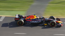 Red Bull driver Max Verstappen of the Netherlands steers his car during the Australian Formula One Grand Prix in Melbourne, Australia, Sunday, April 10, 2022. (AP Photo/Asanka Brendon Ratnayake)