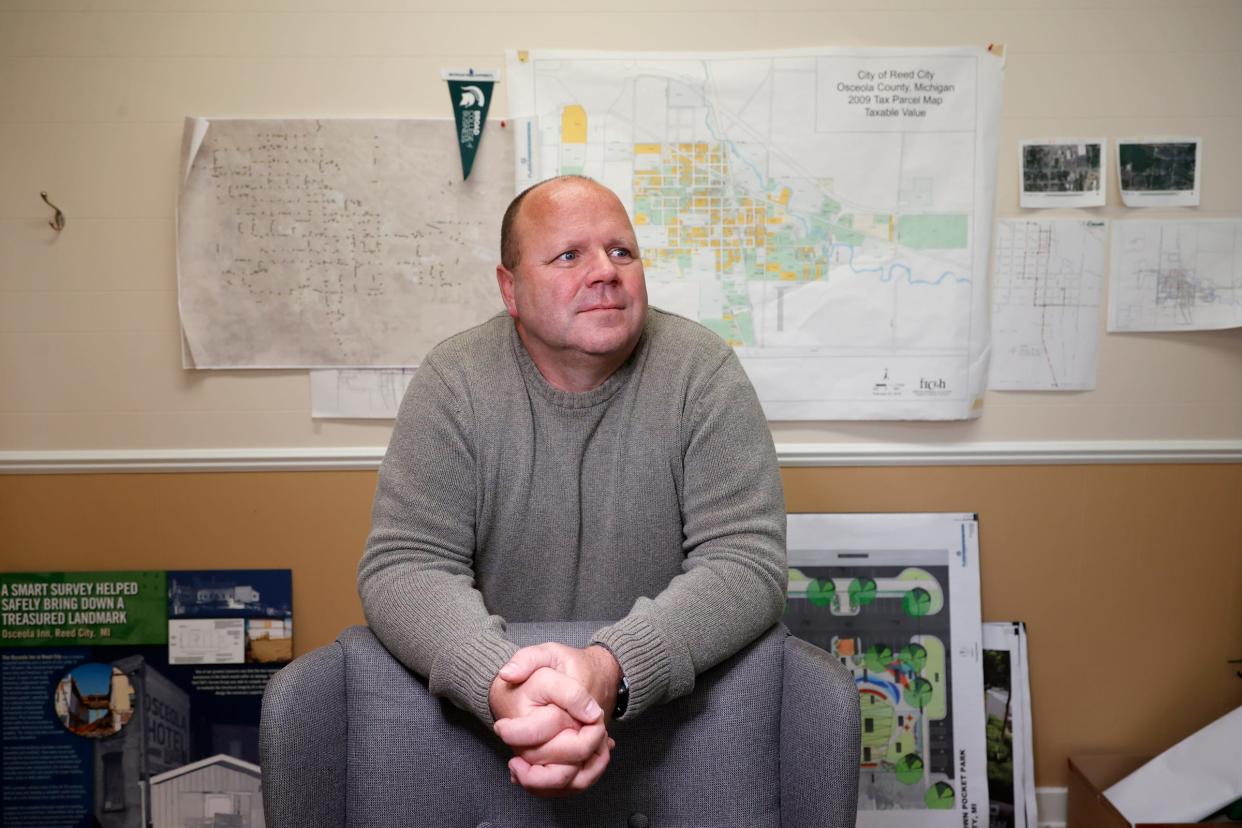 Richard Saladin, the city manager of Reed City in his office on Thursday, April 4, 2024.