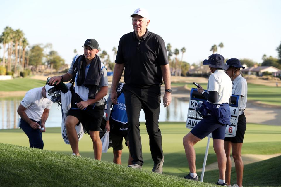 Danny Ainge walks off the 18th green of the PGA West Nicklaus Tournament Course during the first round of The American Express in La Quinta, Calif., on Thursday, Jan. 18, 2024.