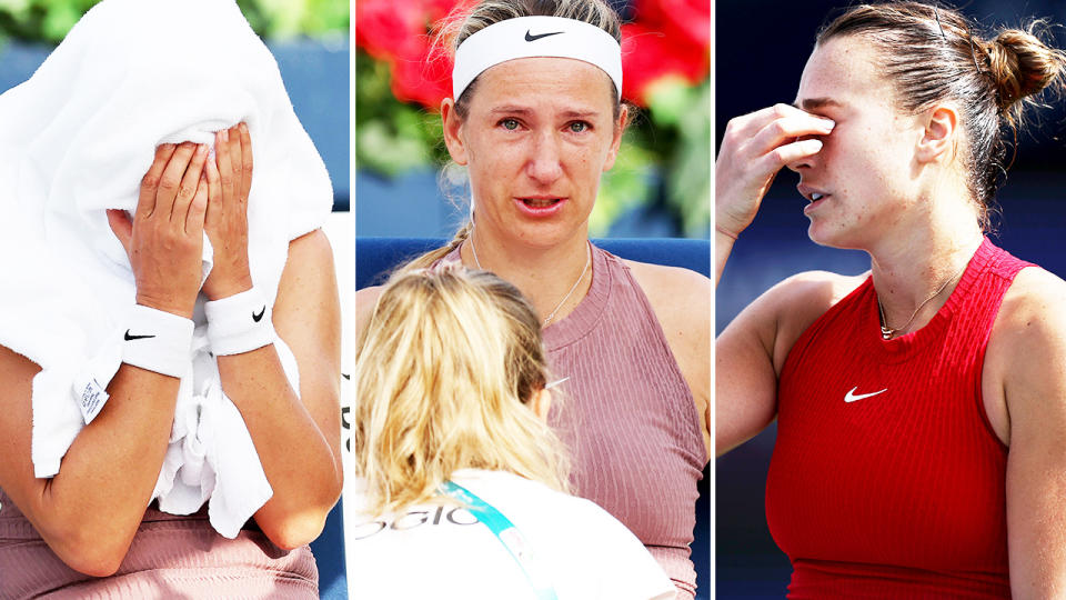 Victoriza Azarenka and Aryna Sabalenka in Dubai.