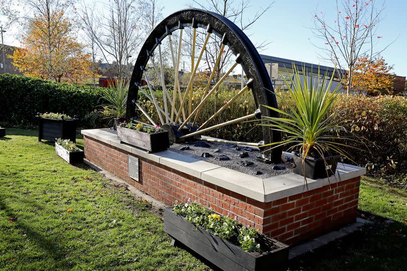 The colliery winding wheel on Front Street in Sacriston, North Durham