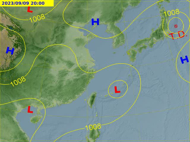 最快9日就會有低壓發展（台灣東方L字樣處）。（圖／氣象局）