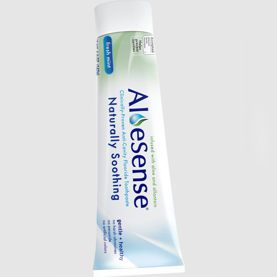 <p><strong>AloeSense</strong></p><p>amazon.com</p><p><strong>$12.58</strong></p><p>Powered by calming aloe vera, this toothpaste is sugar- and paraben-free, and contains a soothing formula that's optimized for sensitive teeth and gums.</p>