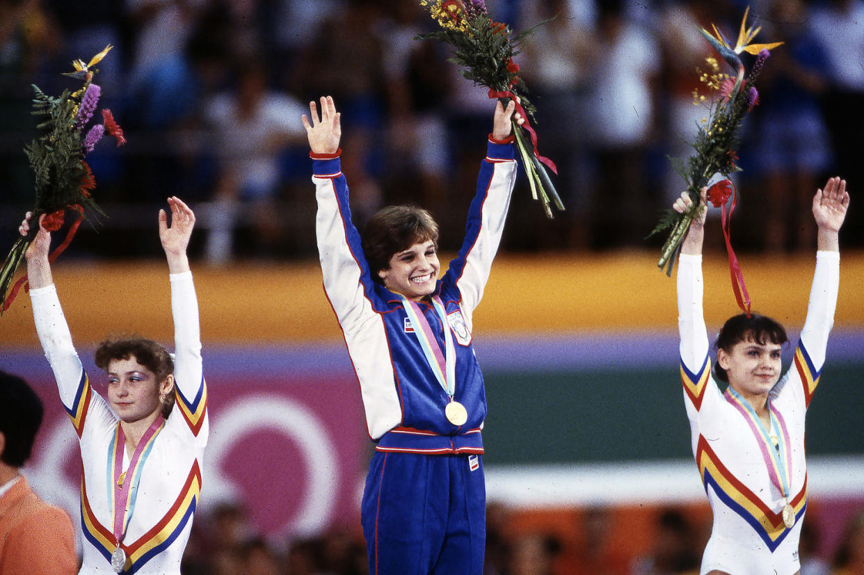 Mary Lou Retton At Women's Gymnastics Medal Ceremony At The 1984 Summer Olympics (Disney General Entertainment Content via Getty Images file)