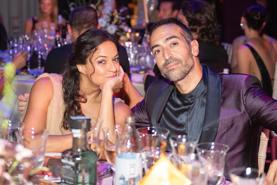 Good friends Michelle Rodriguez and Mohammed Al Turki (from the Red Sea International Film Festival) enjoy the amfAR Gala Venezia, held during the 2023 Venice International Film Festival. (Ryan Emberley for amfAR)