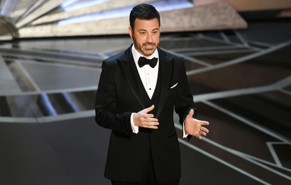 Oscars host Jimmy Kimmel poked fun at last year's envelope mix-up while hosting the 2018 Academy Awards. Source: Getty