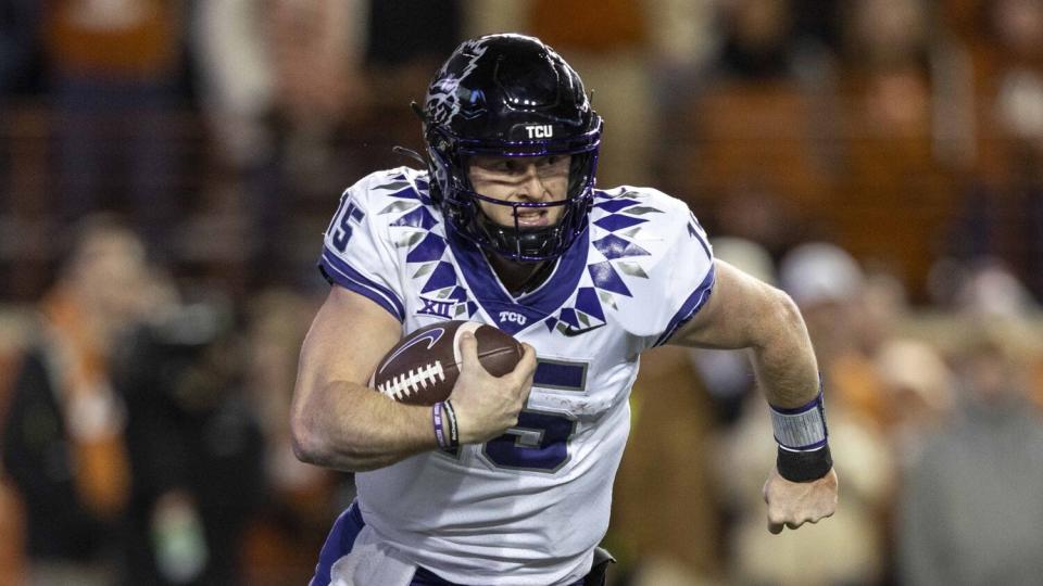 TCU quarterback Max Duggan scrambles in a win over Texas on Nov. 12.