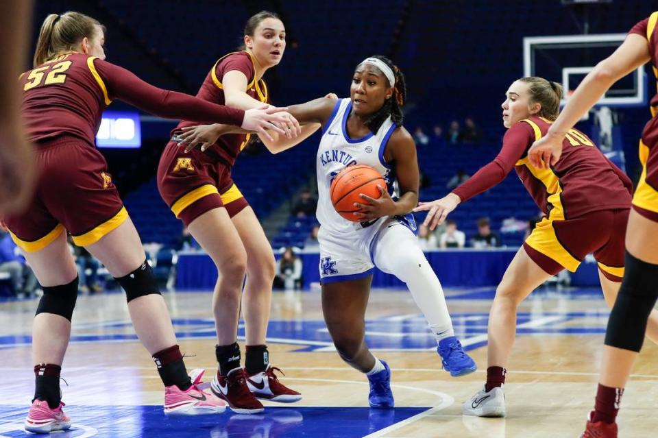 Saniah Tyler (2), who drove to the basket against Minnesota on Dec. 6, is averaging 10.1 points and 28.8 minutes per game this season for Kentucky. Silas Walker/swalker@herald-leader.com