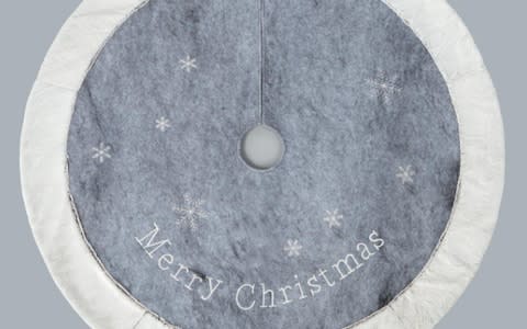 Grey Faux Fur Christmas Tree Skirt - Credit: Very