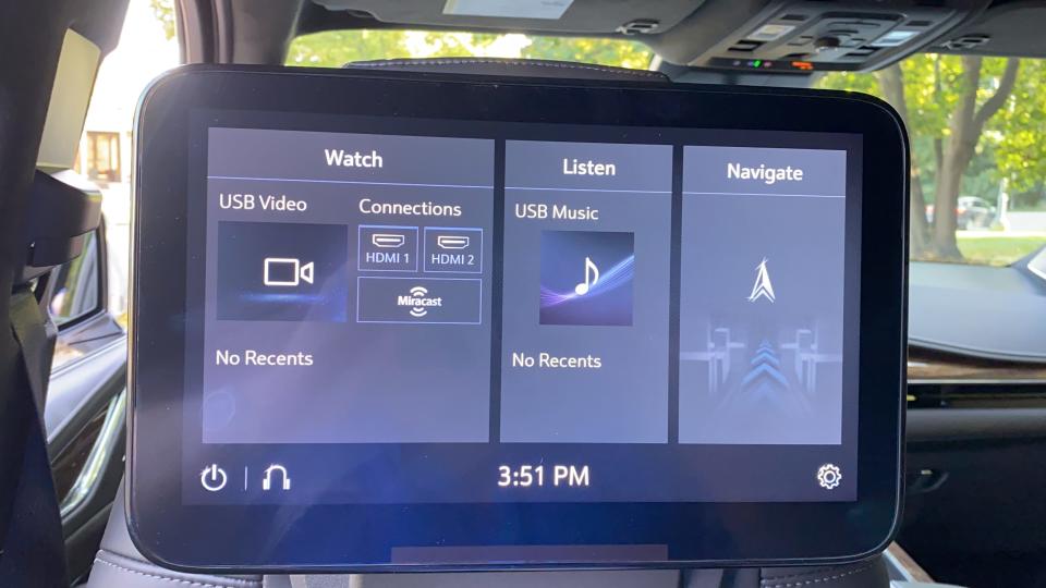 Rear-seat entertainment system touch screen in 2021 Cadillac Escalade