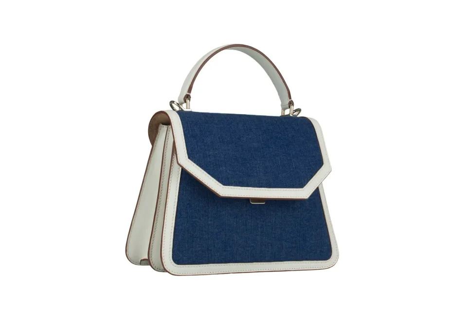 JJ Cotton Denim And Calfskin Leather Blue Top Handle Bag. (Photo: Mirta)