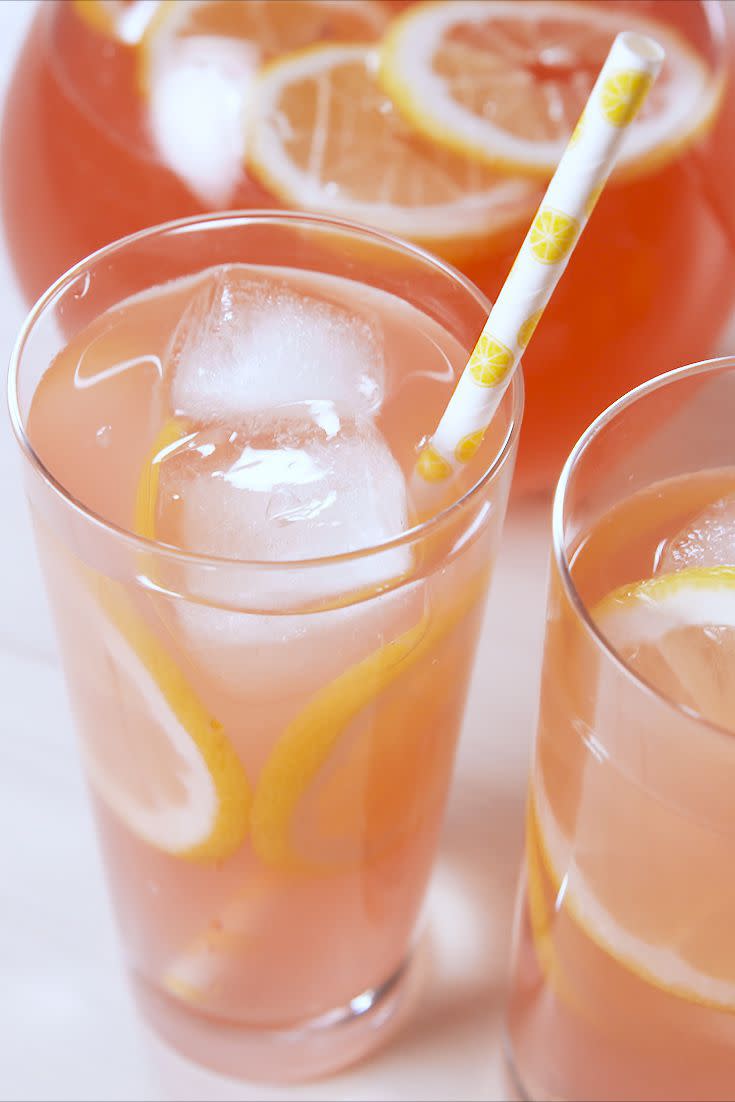 <p>Good luck drinking just one glass...</p><p>Get the recipe from <a rel="nofollow noopener" href="https://www.delish.com/cooking/a19599701/moscato-lemonade-recipe/" target="_blank" data-ylk="slk:Delish;elm:context_link;itc:0;sec:content-canvas" class="link ">Delish</a>. </p>