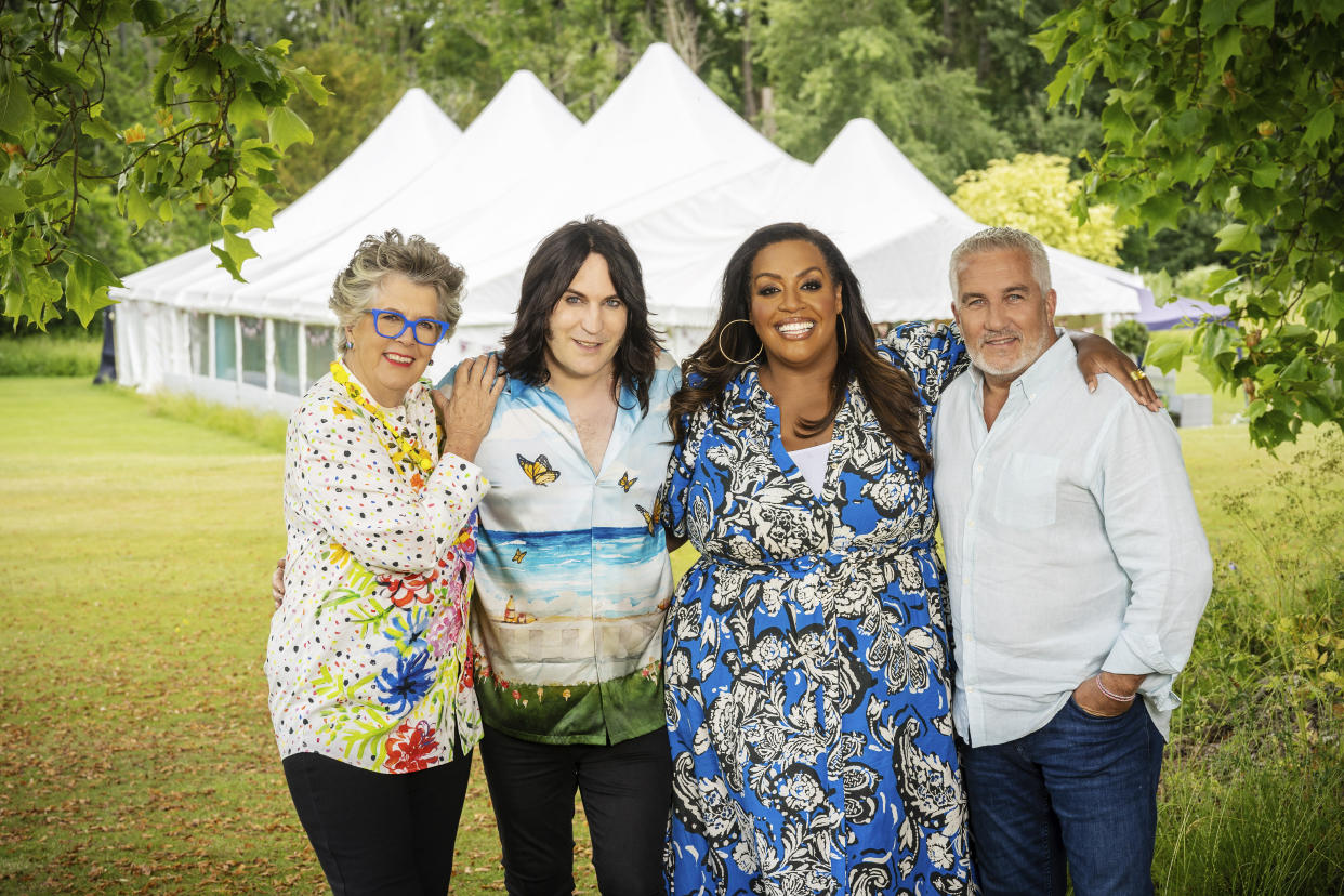 Prue Leith, Noel Fielding, Alison Hammond and Paul Hollywood - The Great British Bake Off. (Channel 4)