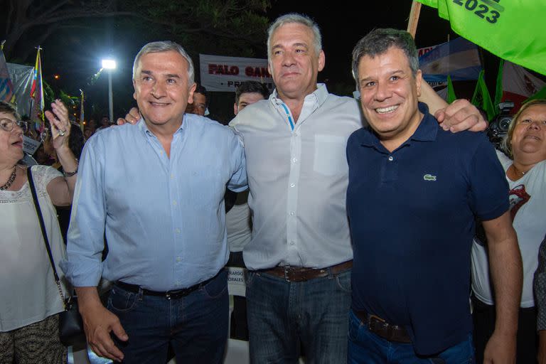 Gerardo Morales, Fernando Carbajal y Facundo Manes anoche en Formosa