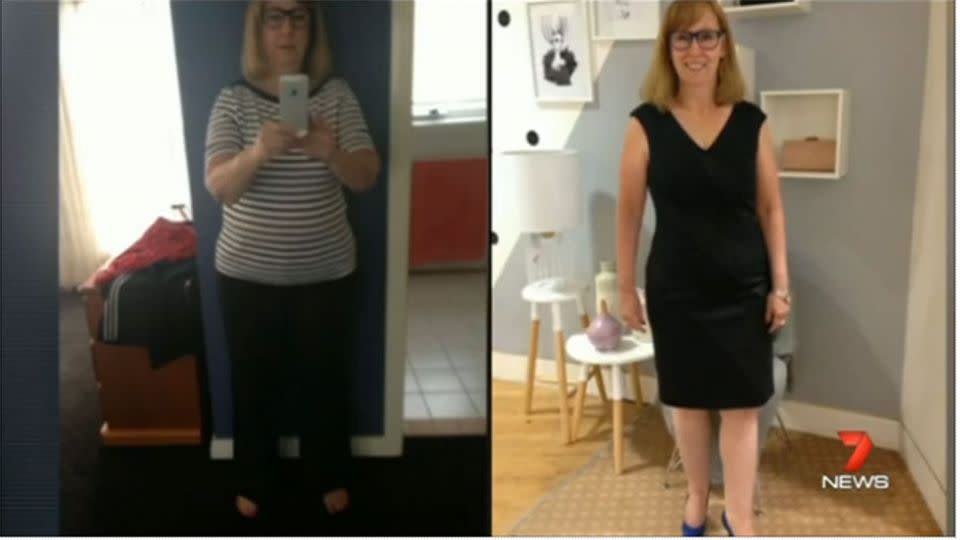 Leanne's 'before and after' pictures show the progress she has made since April 2015. Photo: 7 News