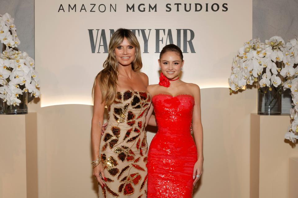 Klum, left, and Leni made for a stylish duo at the Vanity Fair and Amazon MGM Studios awards season celebration Saturday.