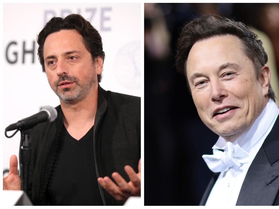 Sergey Brin (left) and Elon Musk.