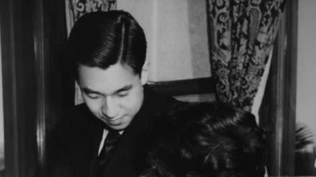 baby japanese crown prince naruhito with his parents in 1960
