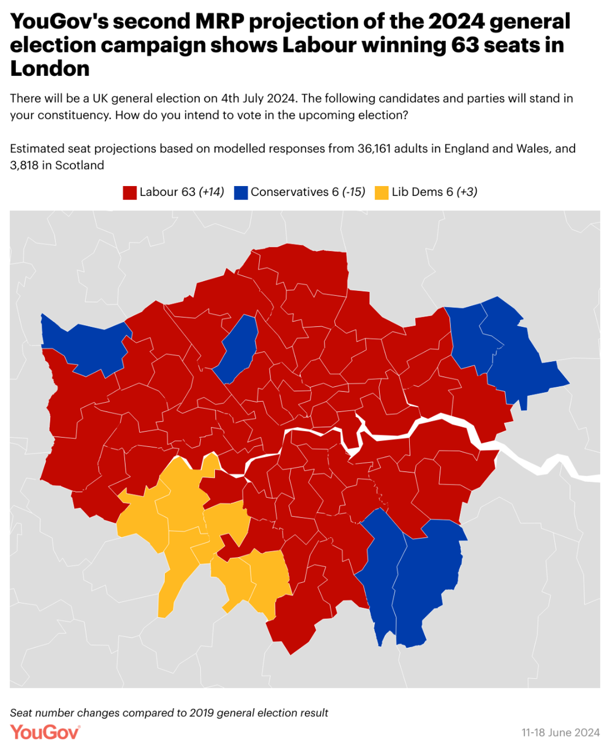 How London’s political map will look on July 5, according to new YouGov poll (YouGov)