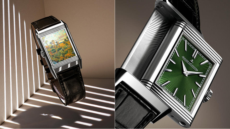 Van Gogh’s Sunset at Montmajour (1888) on Jaeger-LeCoultre’s latest Reverso watch. - Credit: Jaeger-LeCoultre