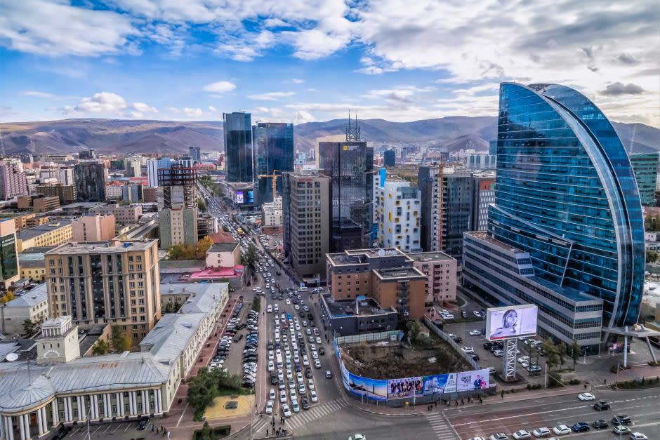 An aerial view of Mongolia's capital city pictured. 