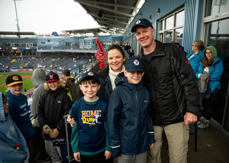 Melissa and Matt Gingras of Hubbardston, along with their sons Andy and Nate were honored on Sunday for being the 1 millionth fan to attend a game at Polar Park.