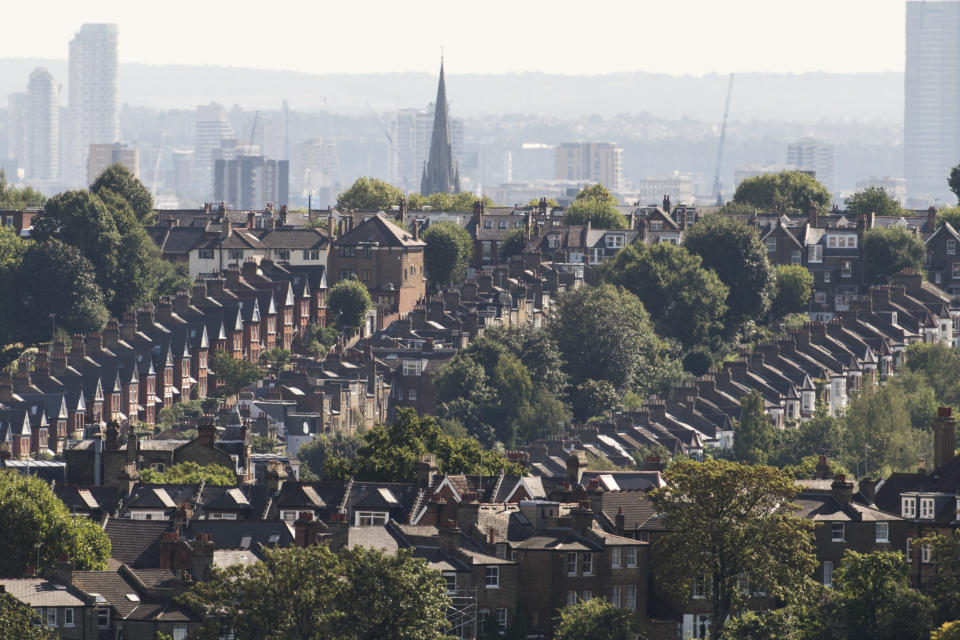 General view of rows of houses in Haringey, north London. September 30th will mark 100 days since the UK voted to leave the EU, and the resulting drop in value in the pound has prompted foreign buyers to purchase property across the capital - including traditionally cheaper areas.