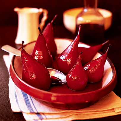 pears slowly baked in red wine