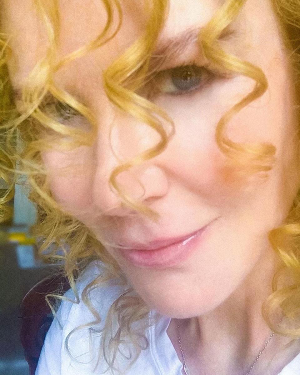 Nicole Kidman with curls in front of her face