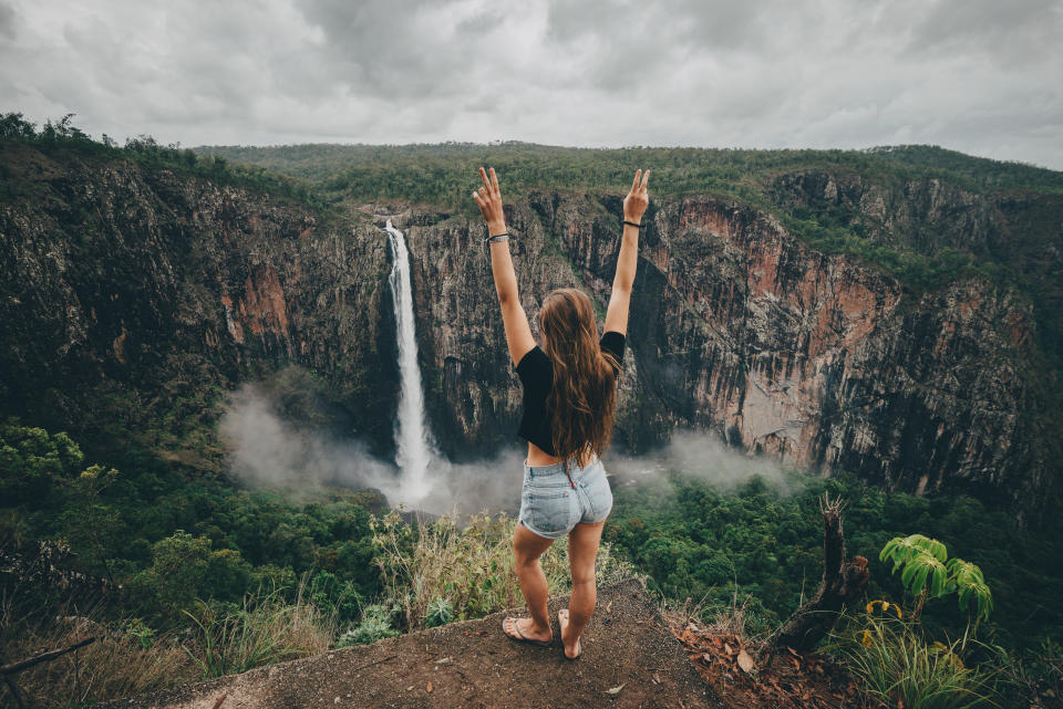 Wallaman falls in Girringun National Park, north Queensland. The waterfall is notable for its main drop of 268 metres (879 ft), which makes it the country's tallest single-drop waterfall