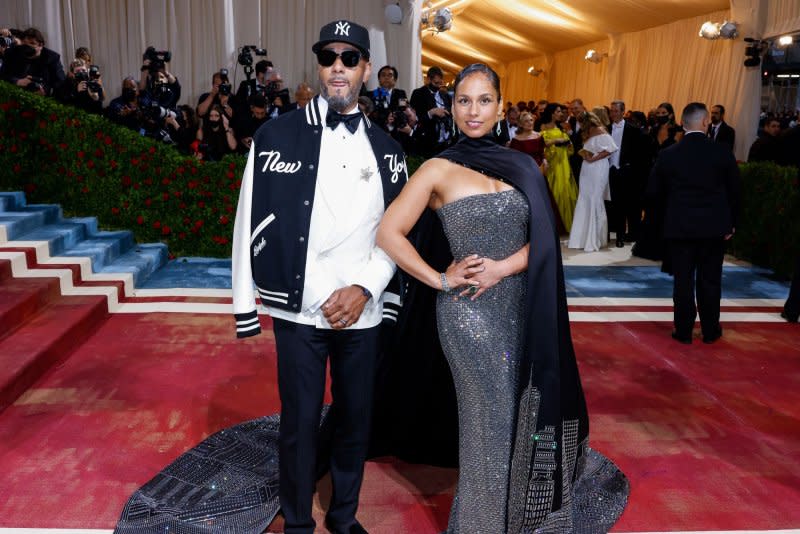 Alicia Keys (R) and Swizz Beatz attend the Costume Institute Benefit at the Metropolitan Museum of Art in 2022. File Photo by John Angelillo/UPI