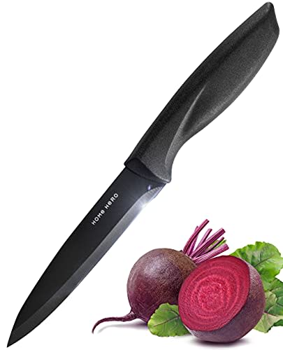 Home Hero Kitchen Knife Set, Steak Knife Set & Kitchen Utility Knives - Ultra-Sharp High Carbon Stainless Steel Knives with Ergonomic Handles (1 Pc Set, Black)