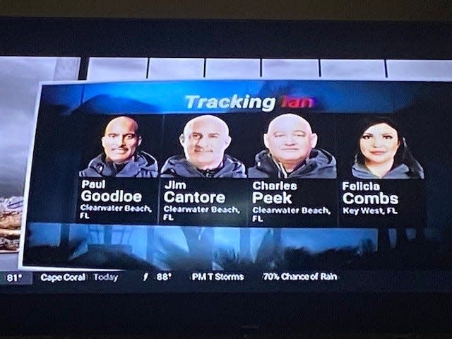 Jim Cantore and several Weather Channel reporters will be in Florida today reporting on the path of Tropical Storm Ian.