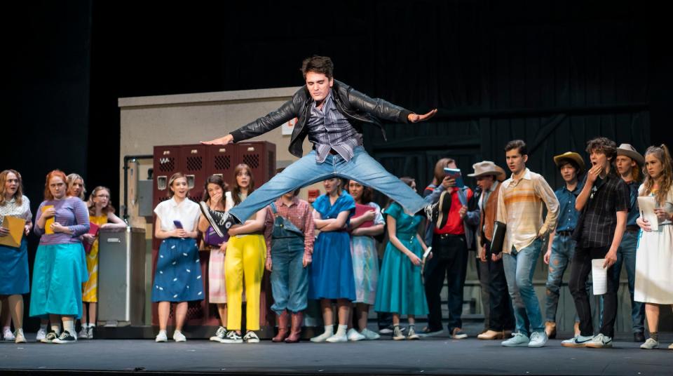 Griffin Yeater as Ren is pictured in a scene from "Footloose" at the Croswell Opera House.