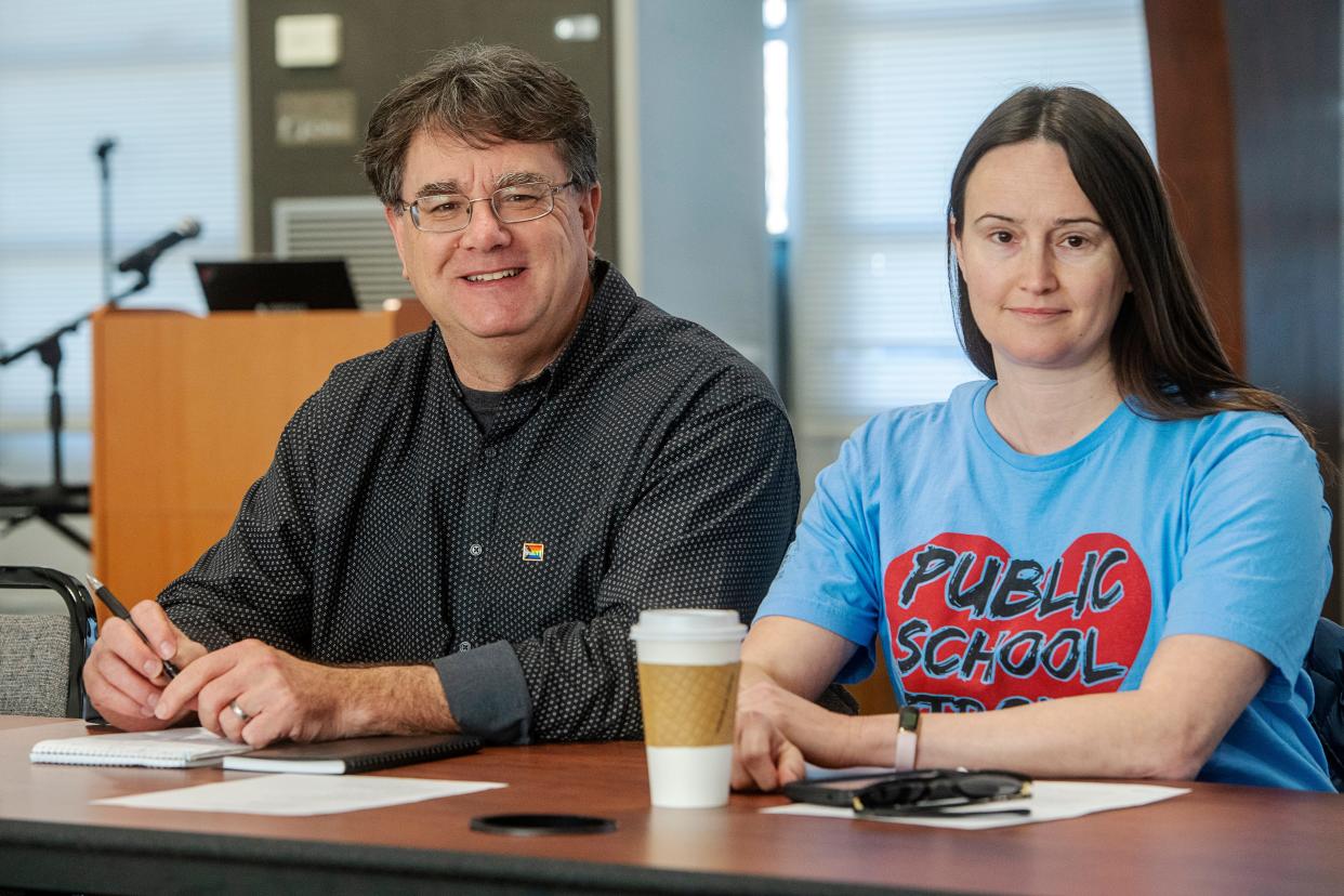 Craig White, Supportive Schools Director and Special Projects Advisor with Campaign for Southern Equality, attended the school board meeting with Christina Mason, the parent of an Asheville City Schools student, January 18, 2024.