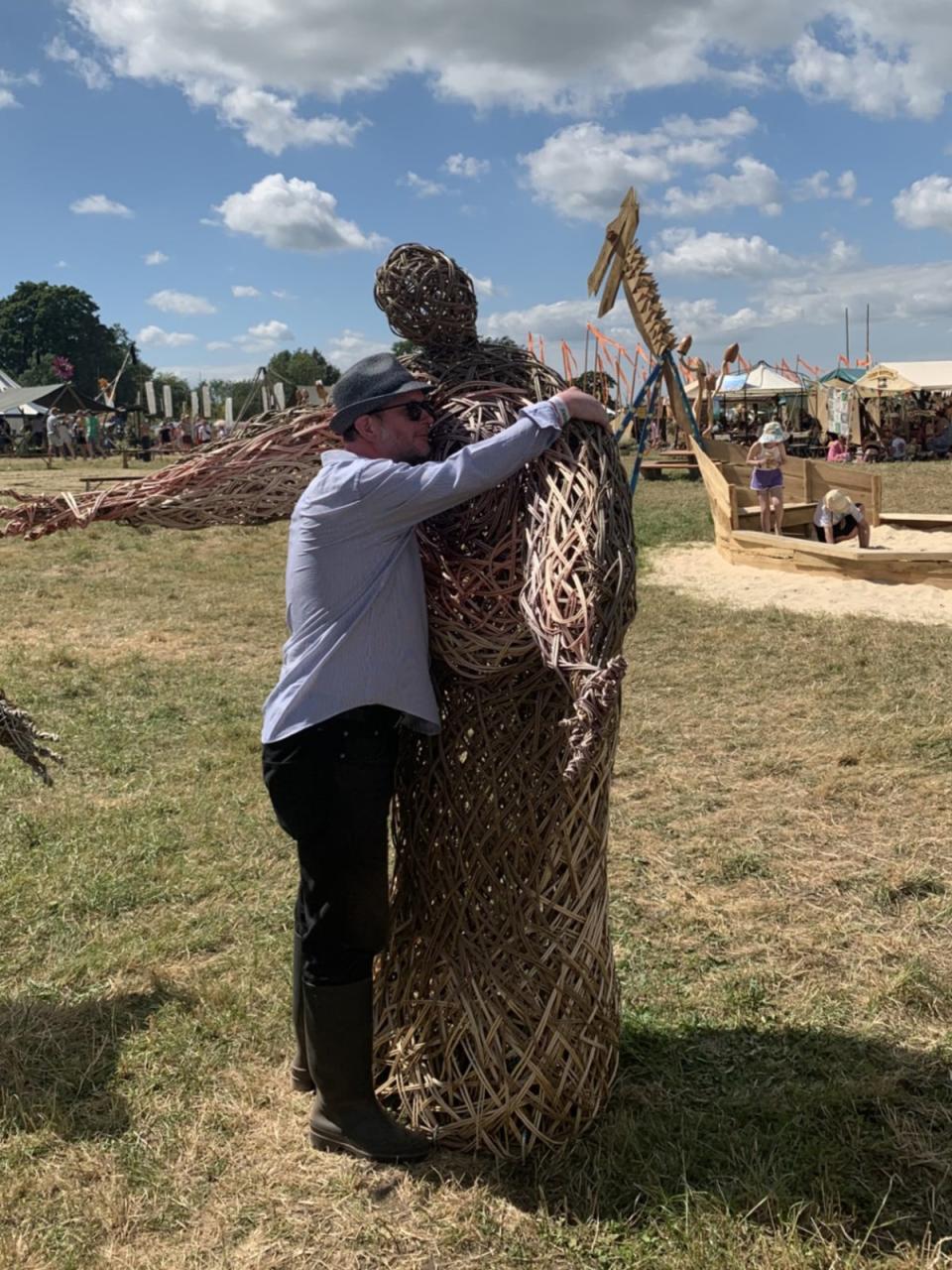 At one with the universe? Mark Beaumont embraces the Healing Fields at Glastonbury (Mark Beaumont/The Independent)