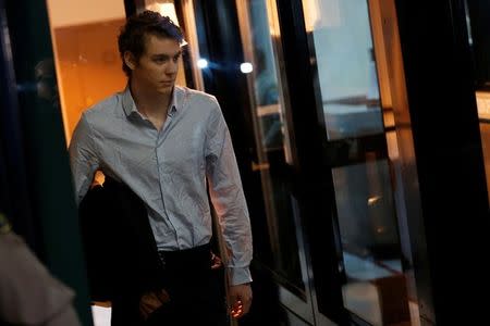 FILE PHOTO: Brock Turner, the former Stanford swimmer convicted of sexually assaulting an unconscious woman, leaves the Santa Clara County Jail in San Jose, California, U.S. September 2, 2016. REUTERS/Stephen Lam