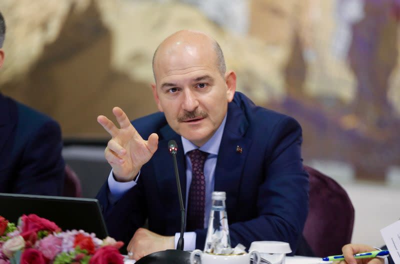 FILE PHOTO: Turkish Interior Minister Suleyman Soylu speaks during a news conference in Istanbul