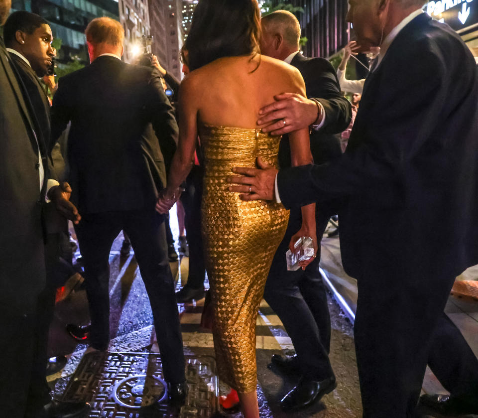 Meghan Markle and Prince Harry leave the Ms. Foundation Women of Vision Awards at Ziegfeld Ballroom on May 16 in New York City.<span class="copyright">Selcuk Acar—Anadolu Agency/Getty Images</span>