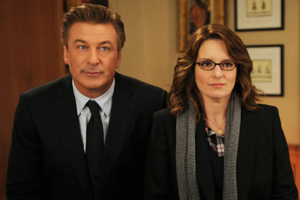 Alec Baldwin as Jack Donaghy and Tina Fey as Liz Lemon in "30 Rock"<p>NBC</p>