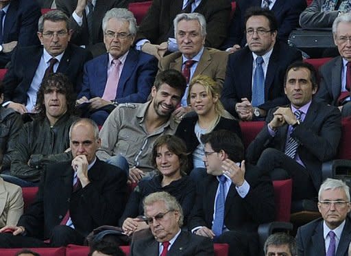 El defensa del Barcelona Gerard Piqué y la colombiana Shakira en abril de 2011 en Barcelona