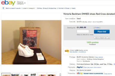 Screenshot of eBay listing for Victoria Beckham's trainers