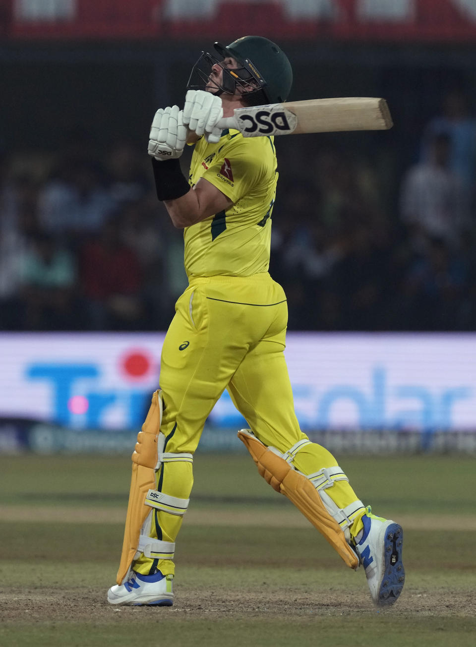 Australia's Sean Abbott plays a shot during the second one day international cricket match between India and Australia in Indore, India, Sunday, Sept. 24, 2023. (AP Photo/Ajit Solanki)