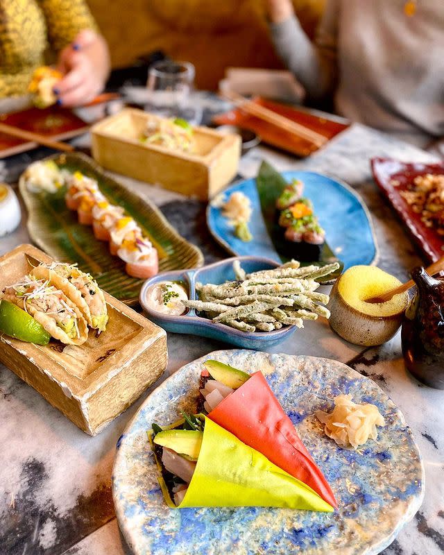 <p><a href="https://www.sushisamba.com/events/london-take-out-delivery" rel="nofollow noopener" target="_blank" data-ylk="slk:Sushisamba and Duck & Waffle;elm:context_link;itc:0;sec:content-canvas" class="link ">Sushisamba and Duck & Waffle</a> have combined forces to bring you the best in Japanese, Peruvian and Brazilian cuisine. With a mixture of their best-loved small and large plates, paired with a choice of bottle-conditioned cocktails or mocktails, this is an ideal option for anyone tired of cooking who still wants to remain healthy. That is, of course, if you manage to resist one of the celebration cakes on offer, spanning the heavenly chocolate El Dorado to the Haru cherry mousse and shiso sponge.</p><p><strong>Delivery radius: </strong>Within five miles of Sushisamba's Covent Garden branch (WC2E 8RF).</p><p><a href="https://www.instagram.com/p/B_pS2T_Ftpl/" rel="nofollow noopener" target="_blank" data-ylk="slk:See the original post on Instagram;elm:context_link;itc:0;sec:content-canvas" class="link ">See the original post on Instagram</a></p>