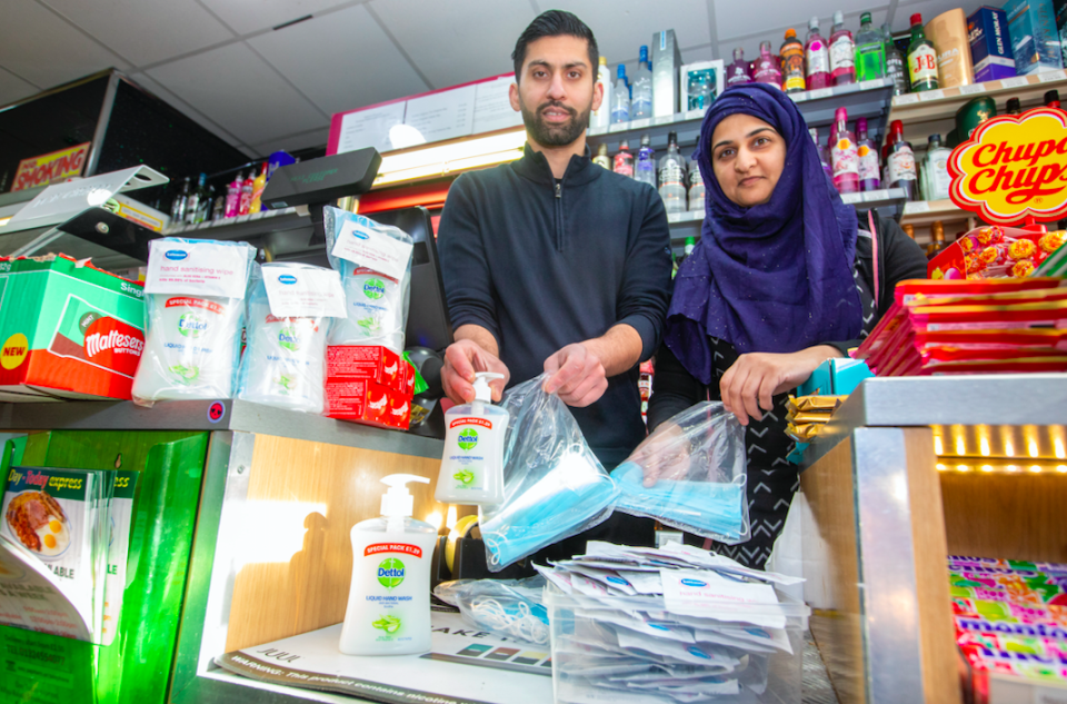 The couple stocked up on hand sanitiser before coronavirus hit Scotland. (SWNS)